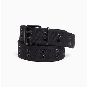 Black canvas double hole belt